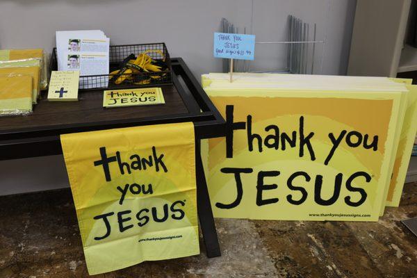 We are Alamance County's Thank You Jesus signs, flags, magnets, and bracelet distributor!