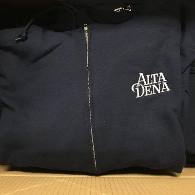 Alta Dena business zip ups embroidered.