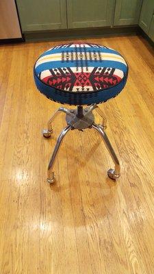 Vintage stool in Pendleton fabric