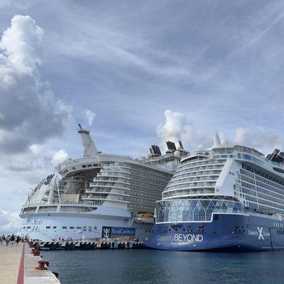 The Allure docked in Cozumel next to a Celebrity ship