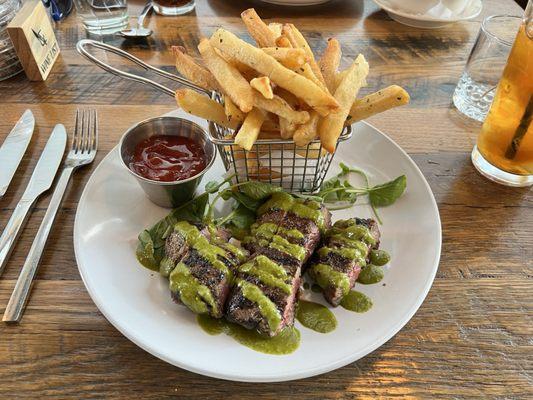 Chimchurri steak with French fries