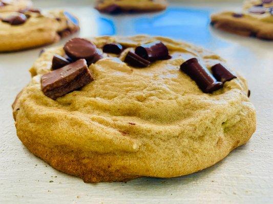 Chocolate chunk cookies cooked fresh daily.