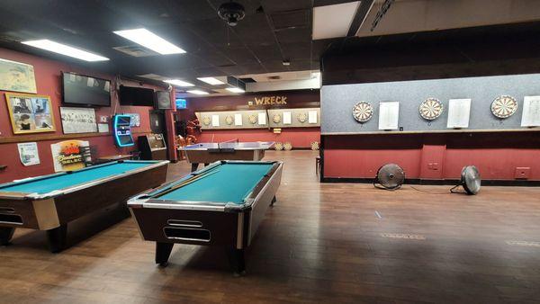 The pool tables are the small ones. We just stuck to non-serious darts and mocking each other.