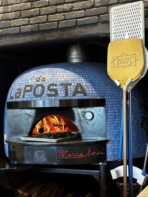 The Crackling Fire inside the Oven @ da LaPosta in Newton MA. The Margherita Voted The Best Pizza in Boston @ 2023 Boston Pizza Festival