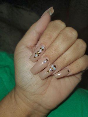 Nails by *Michelle  The great Gatsby inspired Gel color: Bare Skin with rhinestones