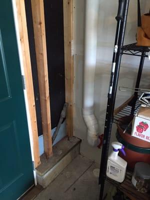 System coming out of basement into the garage.