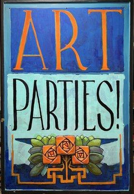 Art Parties sign