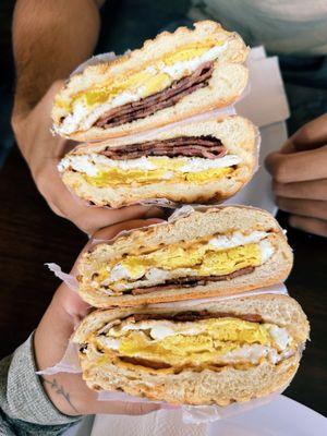 Turkey bacon egg and cheese on a roll