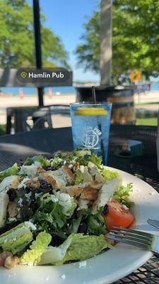 Outside patio and Michigan Harvest Salad