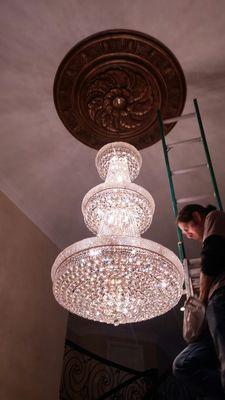 You have found the best when it comes to installation and cleaning of your chandelier.