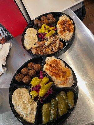 Hummus, falafel,  Grapes leaves