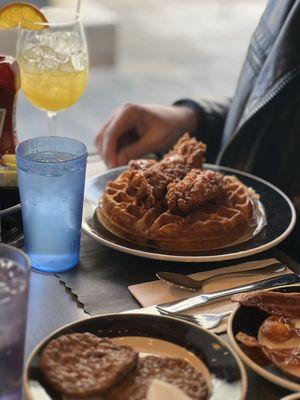 Really good Mimosa and Chicken n Waffles!