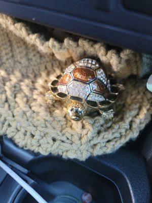 New Beanie and turtle trinket I got at Tranquil Turtle Massage after my massage.