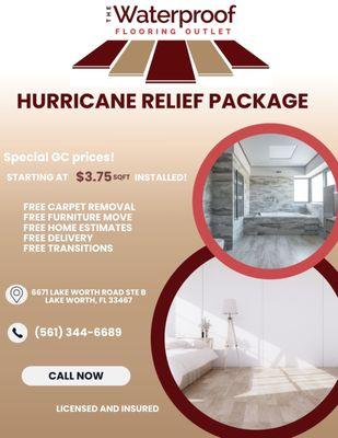 GC's take advantage of our Hurricane Relief Promotions!