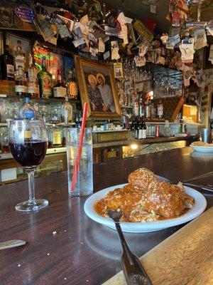 Ravioli and house wine