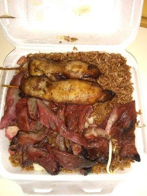 Combo plate- pork fried rice, boneless spareribs, chicken teriyaki