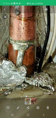 This is how much solder was used and it was still leaking.