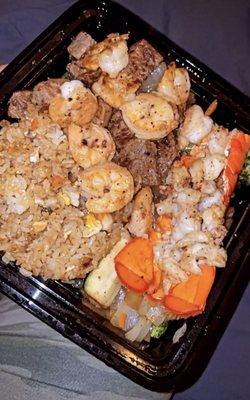 Hibachi 38 Supreme filet mignon, shrimp & side of lobster and rice