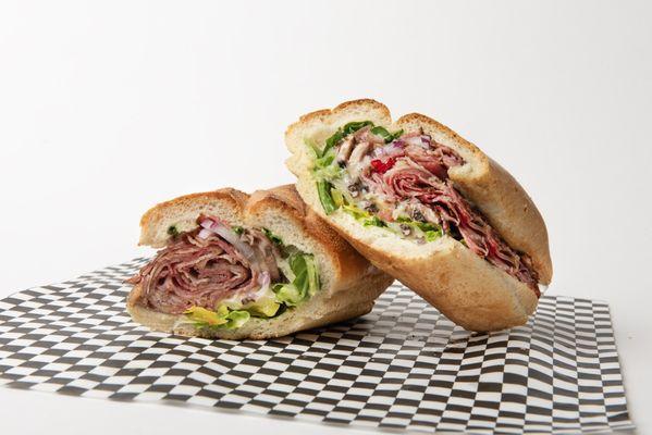 Pastrami supreme sandwich on french roll