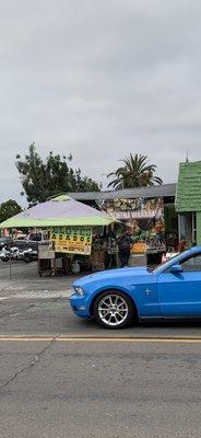 If you look closely, the owner is pictured leaning on the food chatting away. Even as he handles food...not a surprise.