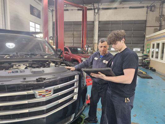 Jake and Henry performing diagnostics.