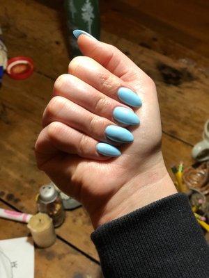 Blue acrylic gel nails