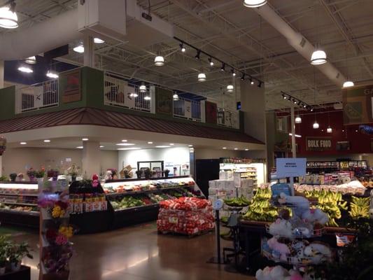 Upstairs lounge area above produce with big screen TV