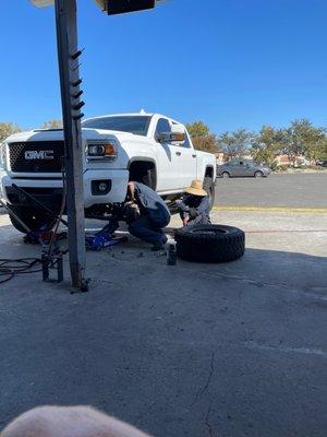 Tire rotation and ABS sensor replacement.