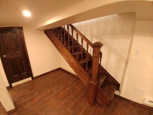 Basement renovation with stair case