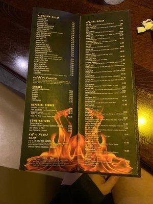 Speciality rolls menu