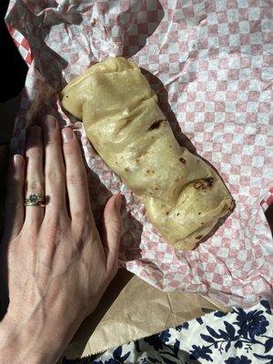 The burrito is pretty big