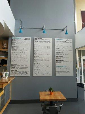 Bowl'd Menu in Club Lobby