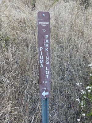 The sign on the way day that takes you from the fire road to the more narrow trail