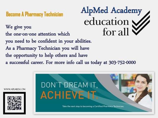 Pharmacy Tech is an online program that is flexible with a busy schedule! Call us today for more information (303)752-0000