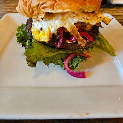 The bistro burger with egg and bacon