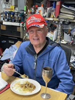 A good shop cooked meal is a great way to end a hard day of fixing cars.