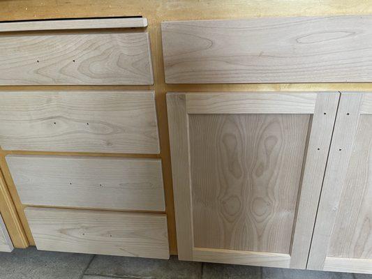 New Shaker doors, drawers and cutting board