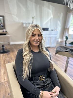 Mary Kate with her fresh new Spring blonde highlights and extensions. 
 -Hair by Michelle