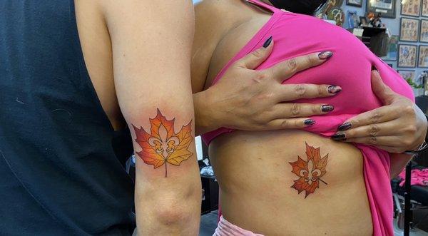 Matching tattoos! This represents our love for both New Hampshire and New Orleans