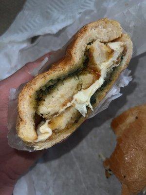 This is the c5: Chicken cutlet with basil pesto and fresh mozzarella