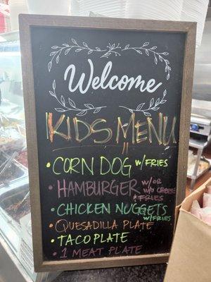 Kid's menu