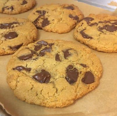 Homemade organic chocolate chunk cookies.