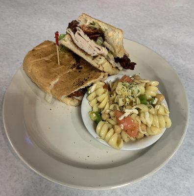 Panini with pasta salad