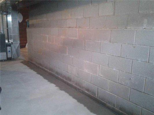 Basement Waterproofing System Installed