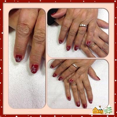 Gel manicure with stamping for the holiday season