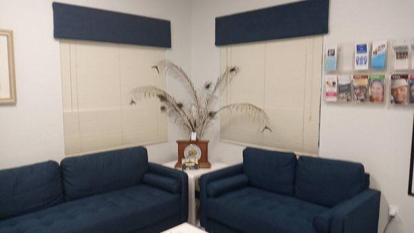 Our Waiting area where you will fill out your patient history form and present driver's license to start your folder