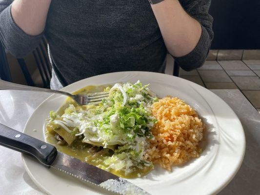 Chicken Enchiladas in Green Sauce.