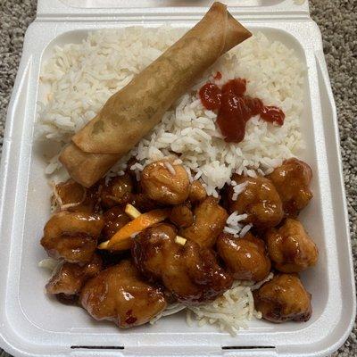 Lunch special: Orange chicken with white rice