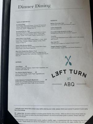 dinner menu