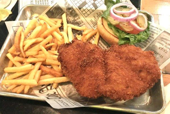 Chicken sandwich and fries